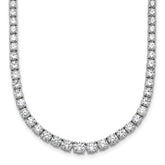 14k White Gold 14 1/2 carat Lab Grown Diamond VS/SI+ G+ Complete Round 18 inch Graduated Tennis Necklace